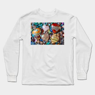 Five Stone Hearts On Pile Of Polished Stones Long Sleeve T-Shirt